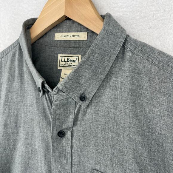 L.L. Bean Other - LL BEAN Shirt Mens L Slightly Fitted Woven Button Up Long Sleeve Cotton Gray